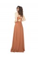 Compre línea A Cuello en V Gasa Largo Vestidos de dama de honor