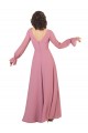 Compre línea A Cuello en V Gasa Largo Vestidos de dama de honor