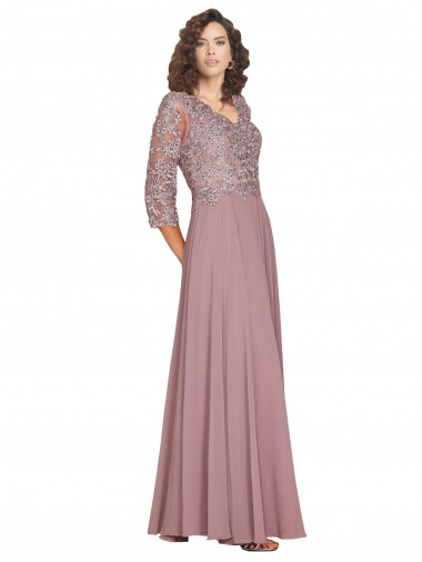 Compre línea A Cuello en V Gasa Largo Vestidos de dama de honor / Vestidos de fiesta