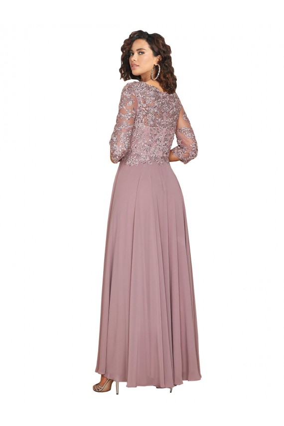Compre línea A Cuello en V Gasa Largo Vestidos de dama de honor / Vestidos de fiesta