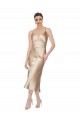 Compre línea A Cuello en V Midi Satén sedoso Corto Formales Vestidos de dama de honor / Vestidos de fiesta / Vestidos de cóctel