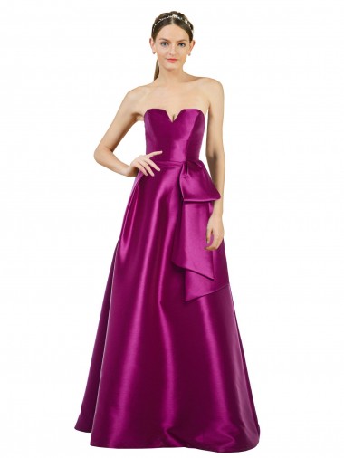 Compre línea A Cuello en V Satén Largo Vestidos de dama de honor / Vestidos de fiesta