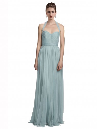 Compre línea A Halter Tul Largo Vestidos de dama de honor