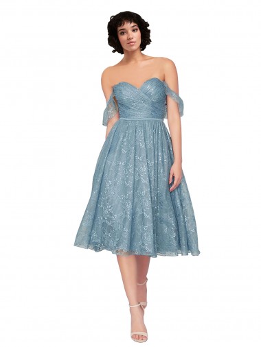 Compre línea A Hombros Descubiertos Encaje Corto Vestidos de dama de honor / Vestidos de cóctel