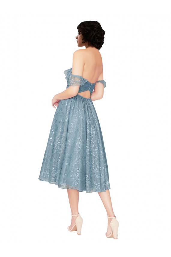 Compre línea A Hombros Descubiertos Encaje Corto Vestidos de dama de honor / Vestidos de cóctel