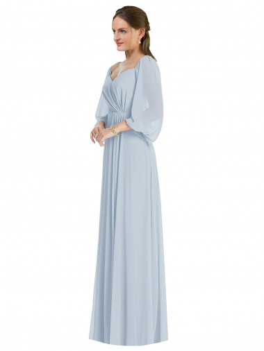 Compre línea A Hombros Descubiertos Gasa Largo Formales Vestidos de dama de honor / Vestidos de noche