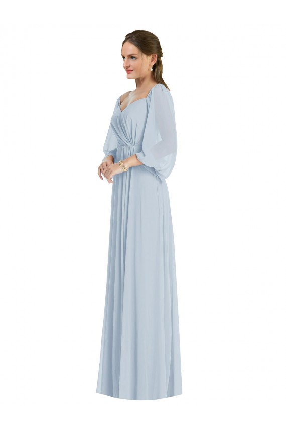 Compre línea A Hombros Descubiertos Gasa Largo Formales Vestidos de dama de honor / Vestidos de noche