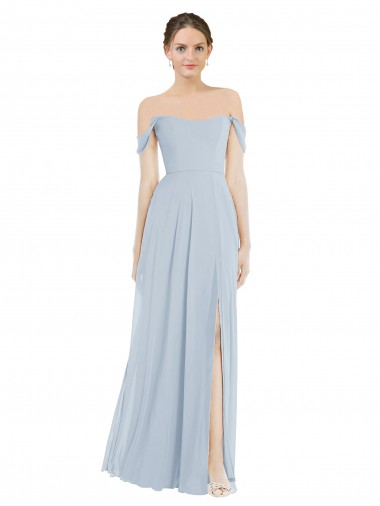 Compre línea A Hombros Descubiertos Gasa Largo Vestidos de dama de honor