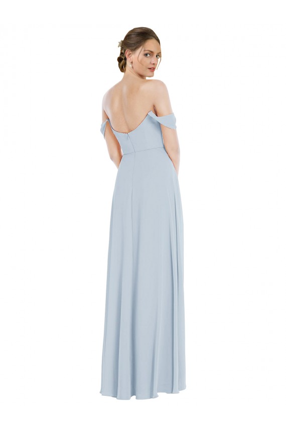 Compre línea A Hombros Descubiertos Gasa Largo Vestidos de dama de honor