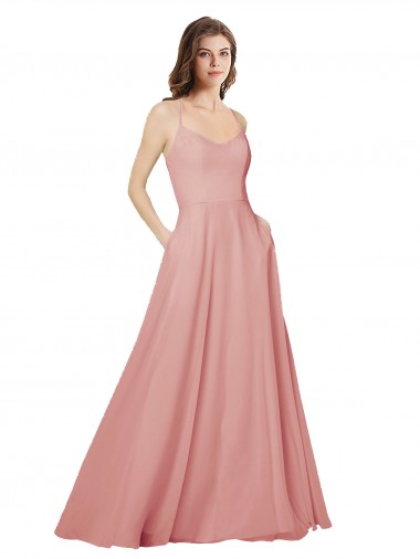 Compre línea A Sin tirantes Gasa Largo Vestidos de dama de honor