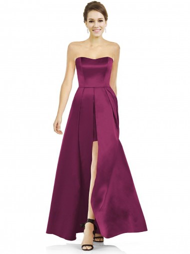 Compre línea A Sin tirantes Satén Largo Vestidos de dama de honor