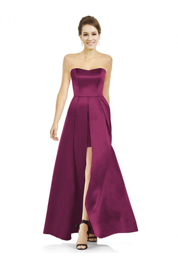 Compre línea A Sin tirantes Satén Largo Vestidos de dama de honor