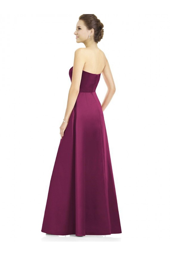 Compre línea A Sin tirantes Satén Largo Vestidos de dama de honor
