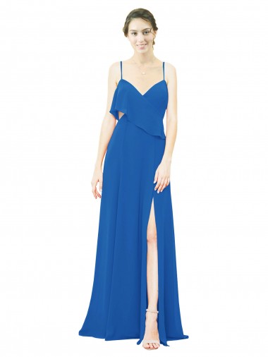 Compre línea A Tirantes espagueti Gasa Largo Vestidos de dama de honor
