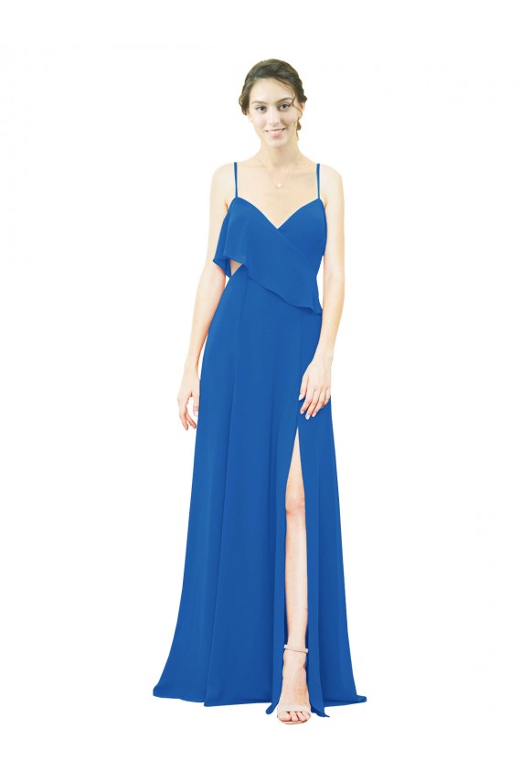 Compre línea A Tirantes espagueti Gasa Largo Vestidos de dama de honor