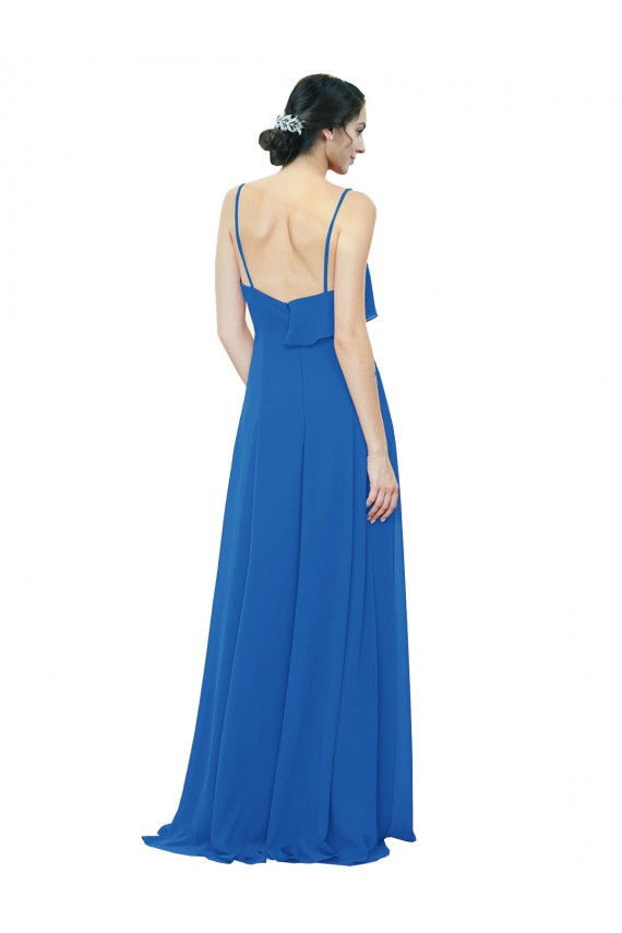 Compre línea A Tirantes espagueti Gasa Largo Vestidos de dama de honor