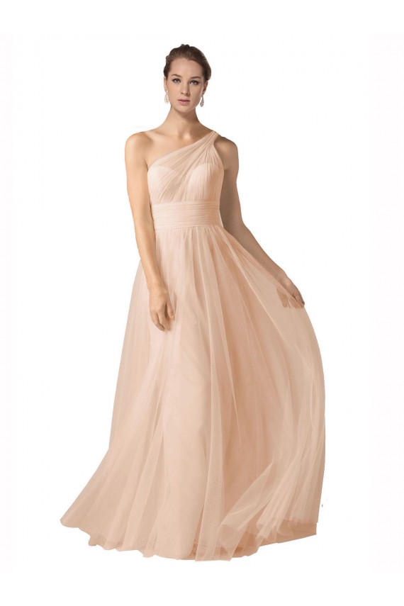 Compre línea A Tirantes espagueti Tul Largo Vestidos de dama de honor
