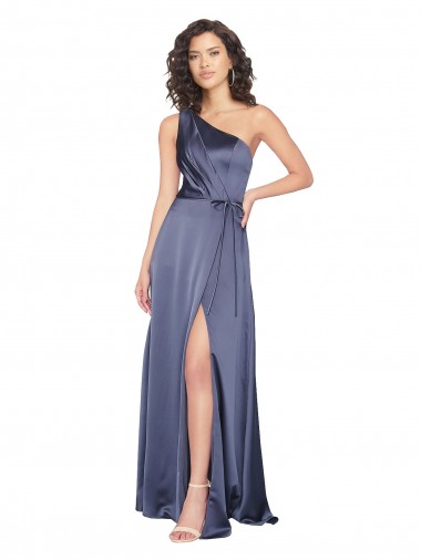 Compre línea A Un Hombre Satén sedoso Largo Formales Vestidos de dama de honor / Vestidos de fiesta