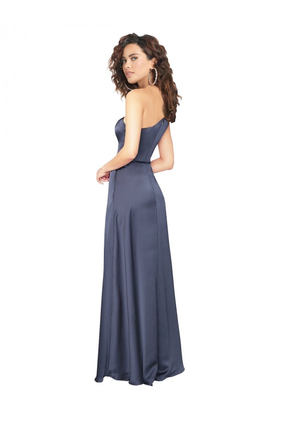 Compre línea A Un Hombre Satén sedoso Largo Formales Vestidos de dama de honor / Vestidos de fiesta