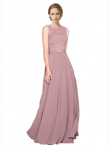 Compre línea A Ilusión Gasa Encaje Largo Vestidos de dama de honor / Vestidos de fiesta