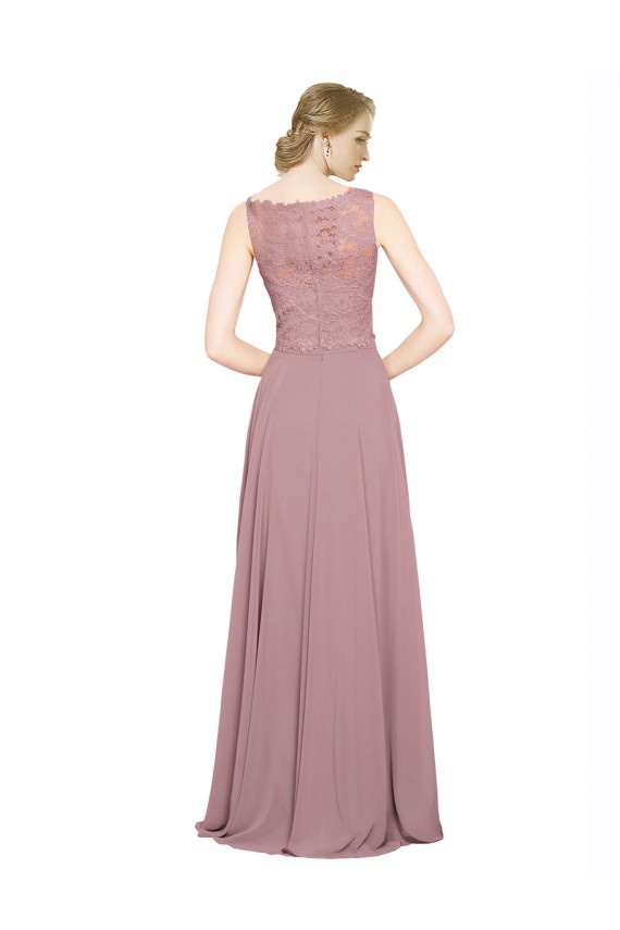 Compre línea A Ilusión Gasa Encaje Largo Vestidos de dama de honor / Vestidos de fiesta